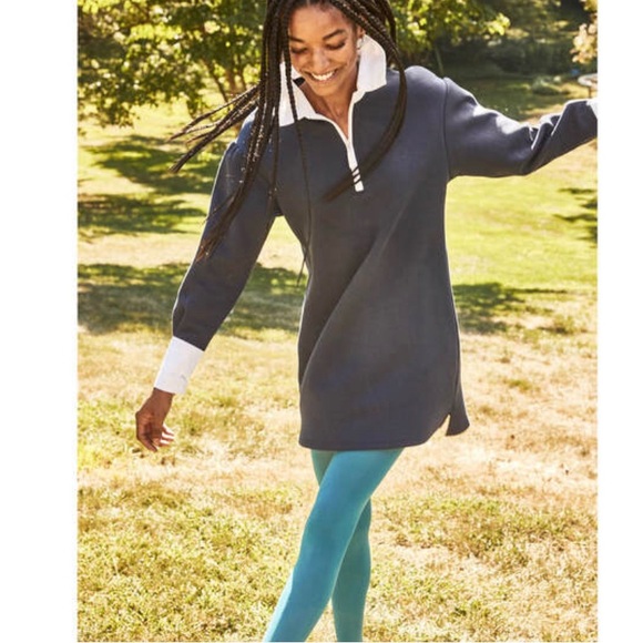 NWT - ADDISON BAY Women's Rugby Sweatshirt Mini Dress, Navy And White, small - Picture 9 of 14